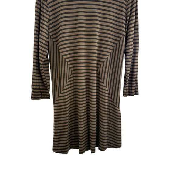 Comfy USA Jersey Knit Brown Striped Fit & Flare T-Shirt Dress Large Flowy - Picture 15 of 15